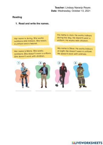 Reading exercise 5th Grade