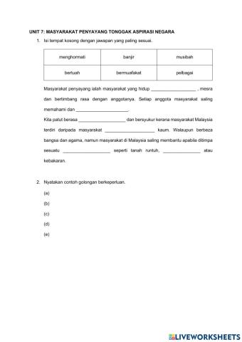 UNIT 7 masyarakat penyayang tonggak aspirasi negara