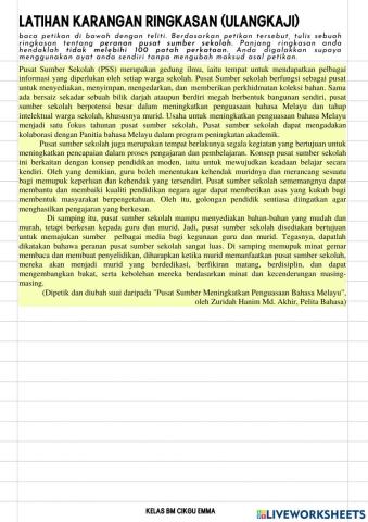 Latihan Karangan Ringkasan
