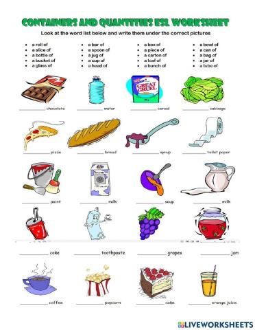 Containers and quantities
