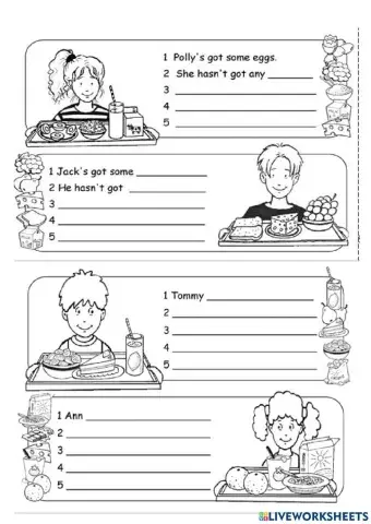 Has got x hasn-t got, some x any