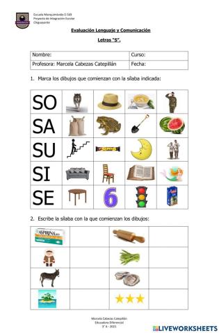 Evaluaciín letra S