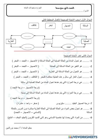 الحرارة وتحولات المادة