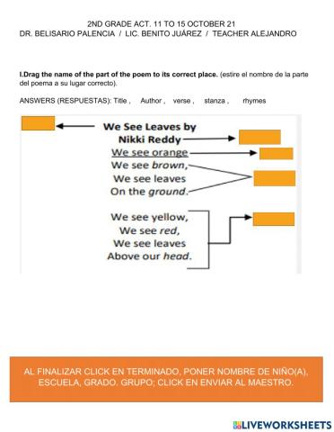 2nd grade act. 11 to 15 october 21.