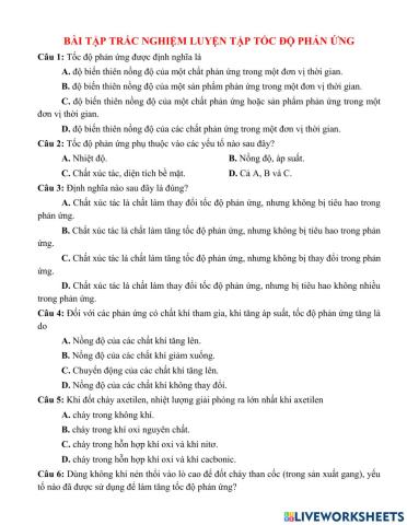 Bài tập luyện tập tốc độ phản ứng