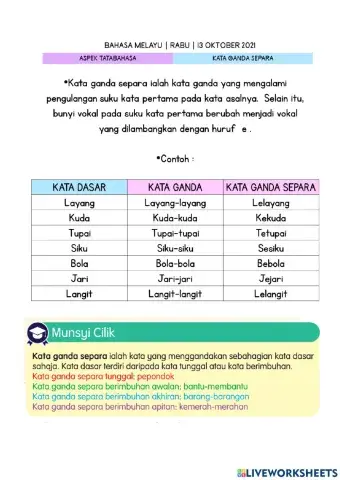 Bm tahun 5 : kata ganda separa