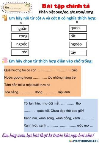 Chính tả Bài tập làm văn