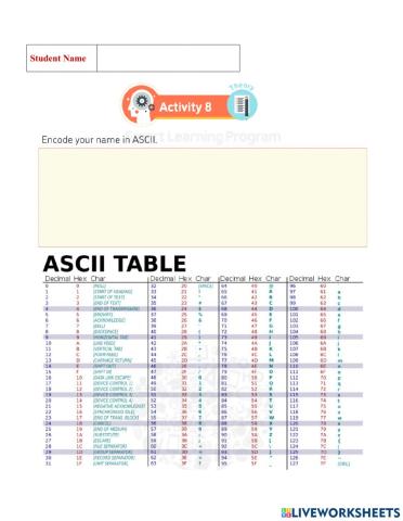 ASCII - activity 8