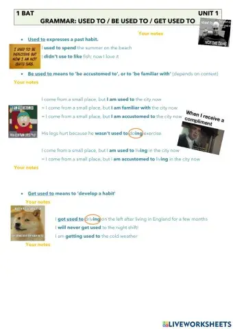 BE USED TO and GET USED TO