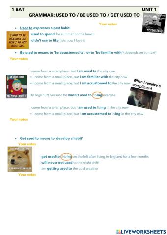 BE USED TO and GET USED TO