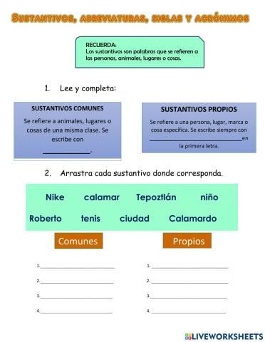 Sustantivos comun y propio