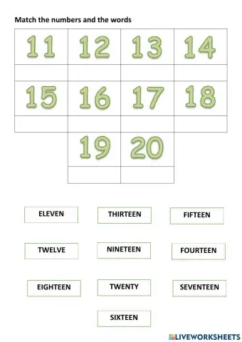 Numbers 11-20 matching