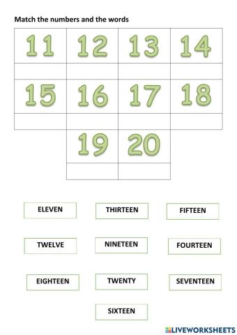 Numbers 11-20 matching