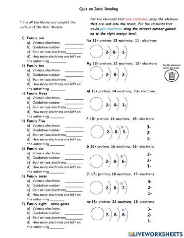 Quiz - Using Bohr Models to find Oxidation Numbers page 1