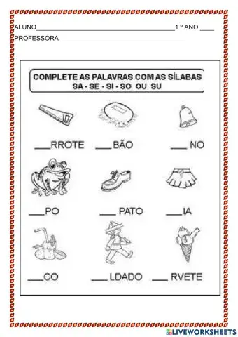 Atividades com a letra s