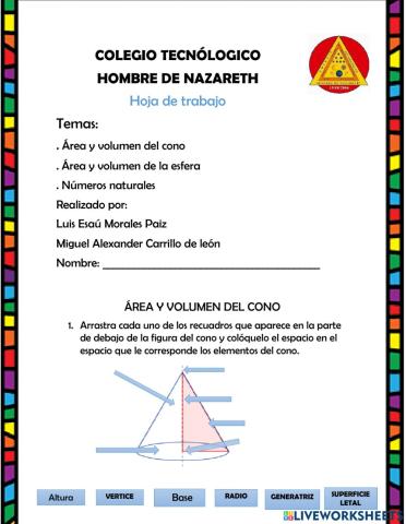 Hoja de trabajo matemática