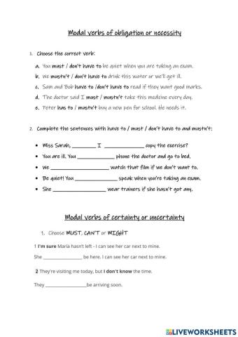 Modal verbs: certainty, uncertainty, obligation and necessity