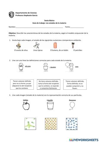Características de los estados de la materia
