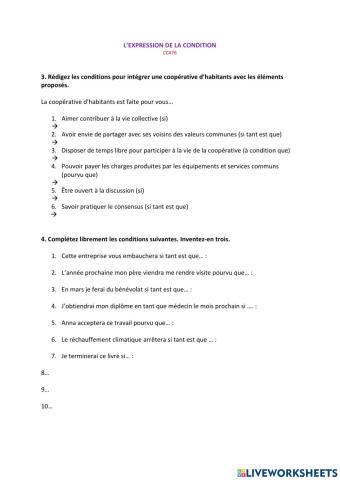 L'expression de la condition