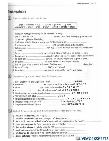 Vocabulary B1: Friends and relations
