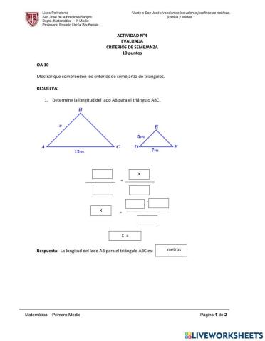 Criterios de semejanza de triángulos