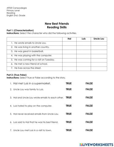 New best friends reading skills