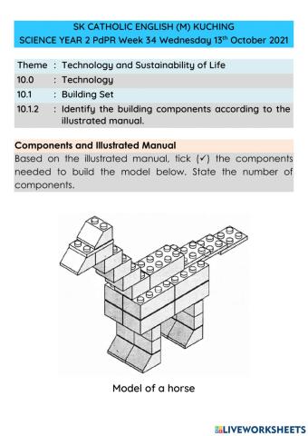 Science Year 2 PdPR Week 34 Wednesday 13th October 2021 UNIT 10 TECHNOLOGY - Components and Illustrated Manual