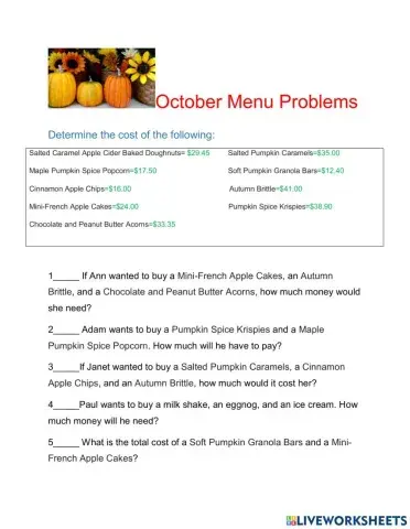 October Menu 2