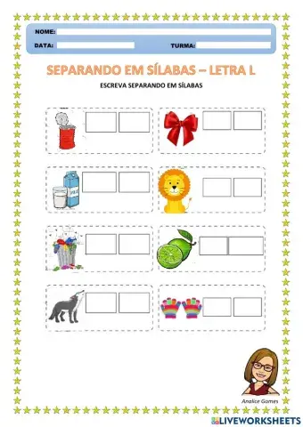 Separando em Sílabas - Letra L