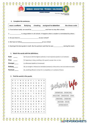 Vocabulary: School Life