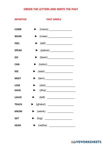 Irregular verbs- past- elementary