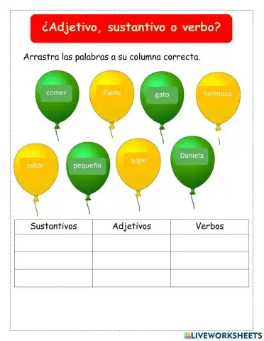 Sustantivos, adjetivos y verbos