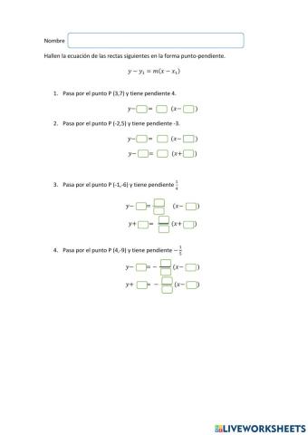 Ecuación de la recta punto-pendiente