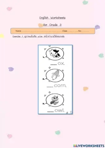 English worksheets for grade 3