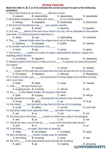 Review Exercise E10 Unit 123