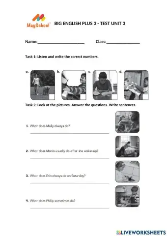 Big English Plus 3 - Test Unit 3