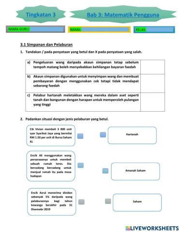 Bab 3 matematik pengguna(simpanan dan pelaburan)