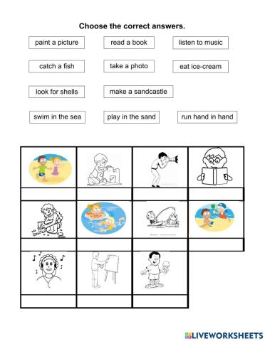 At the beach (activities)