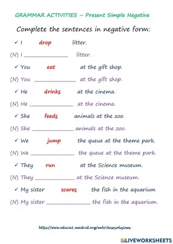 Presente Simple - Negative