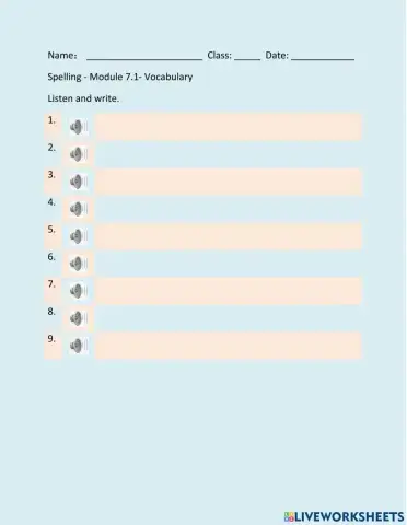 Spelling Module 7.1- Helping Out - Vocabulary