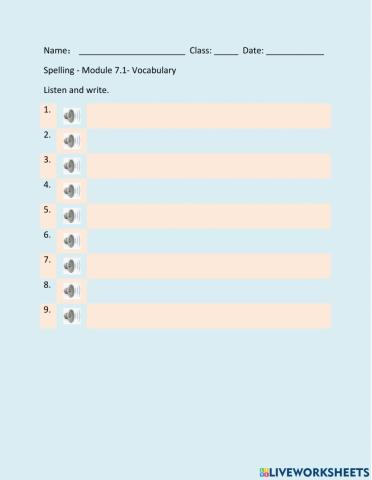 Spelling Module 7.1- Helping Out - Vocabulary