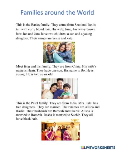 Families around the world reading