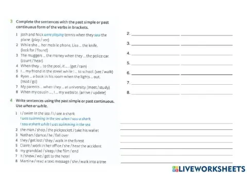 A2 past continous past simple