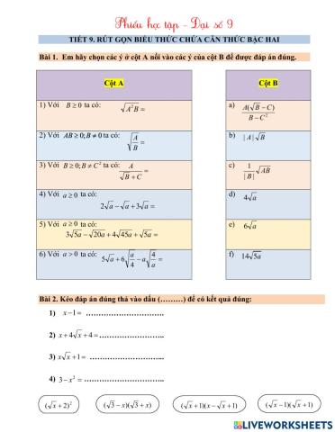 Rút gọn biểu thức