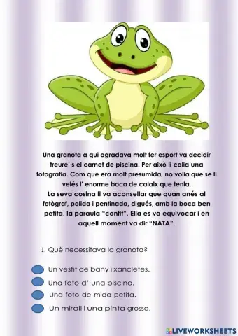 Comprensió lectora granota