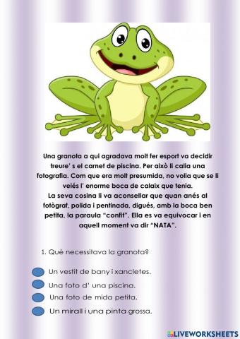 Comprensió lectora granota