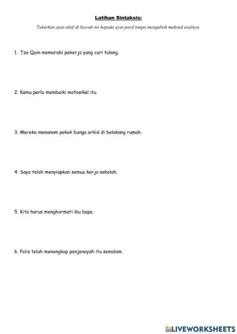 Ayat Aktif dan Ayat Pasif