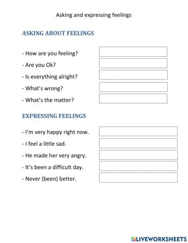 Asking and expressing feelings