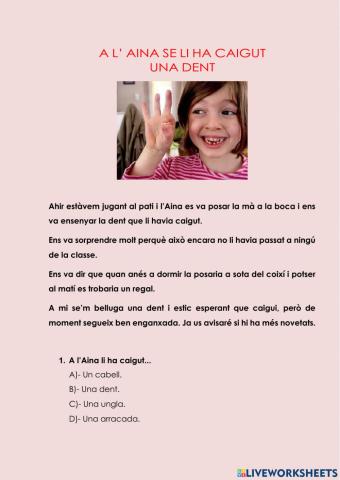 Comprensió lectora dent