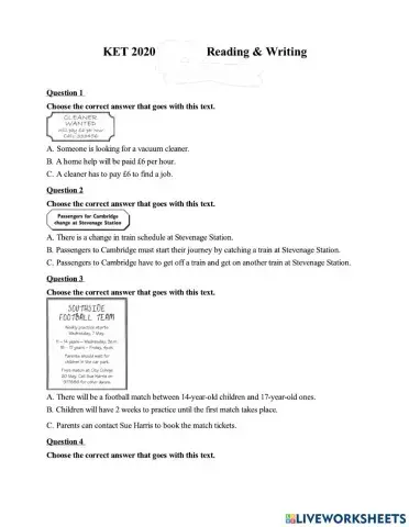 Grade 6 KET Reading 1.5